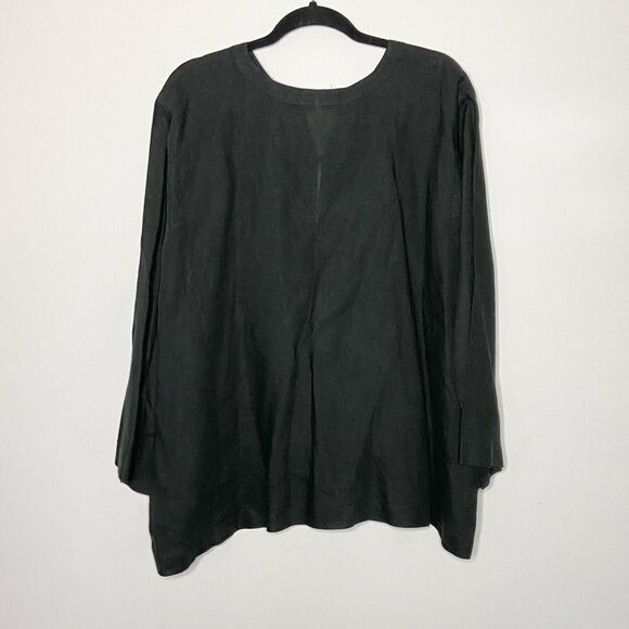 Eskandar charcoal linen lagenlook wide sleeve trapeze tunic top oversized size 1 - Picture 9 of 10